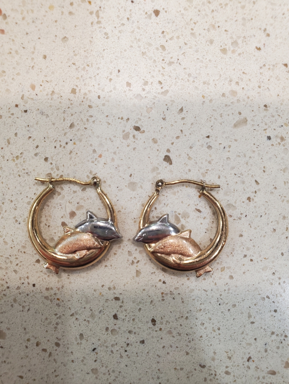 Gold and Silver Dolphin Hoop Earrings - Two-Tone Women’s Jewelry